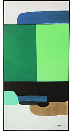 Kare Design Bild mit Rahmen Abstract Shapes Grün, Leinwand, Wanddekoration, Kunstwerk, Abstrakt, Modern, Wohnzimmer, Schlafzimmer, Flur, 73x143cm