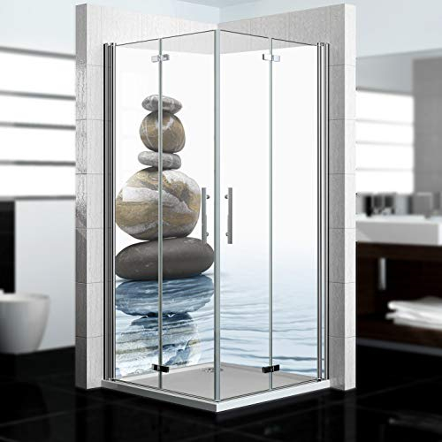 dedeco Eck-Duschrückwand wasserfest Motiv: Zen V7, 2 x 90x210 cm, als Badrückwand zum Fliesenersatz, als Dekorwand, Wandverkleidung und Duschplatte aus Aluminium - Made in Germany