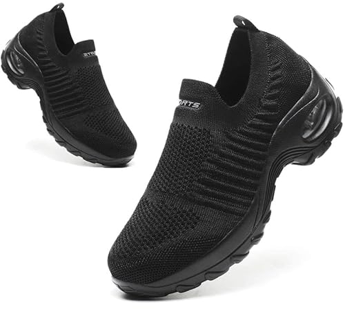 Scarpe Donna Sneakers Scarpe da Ginnastica Running Sneakers Fitness Tennis Casual Comode Donna Scarpe da Corsa Antiscivolo Air Scarpette Sportive Nero 40 EU