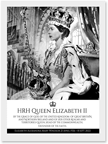 Artery8 HRH Queen Elizabeth II Coronation Portrait Commemorative Artwork Framed Wall Art Print A4