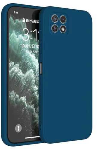 Topme Coque pour Samsung Galaxy A22 5G (6.6 inches) Etui Housse, Protecteur de Peau en Silicone TPU - Bleu Saphir