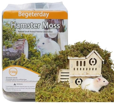 Begeterday 150g reines natürliches Wald moos für Hamster Einstreu, Kleintier Lebensraum Dekoration, gut für Hamsterkäfige Zubehör