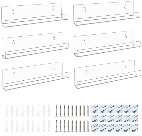 APACALI 6 PCS Vinyl Wall Mount, 7 Inch Clear Vinyl Wall Mounted Shelf, Acrylic Vinyl Record Display for LP Storage, Home Decoration