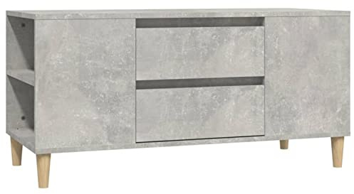 Tidyard - Mueble para TV de salón, banco de televisión, estilo escandinavo, mueble de televisión, color gris, hormigón, 102 x 44,5 x 50 cm, madera de ingeniería