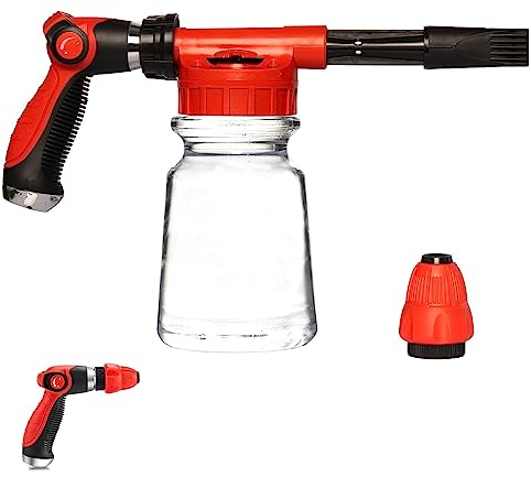 Car Wash Foam Gun, Foam Sprayer, Adjustable Hose Wash Sprayer with Ratio Dial Foam Blaster with Nozzle Foam Cannon for Car Cleaning or Watering Garden Use.