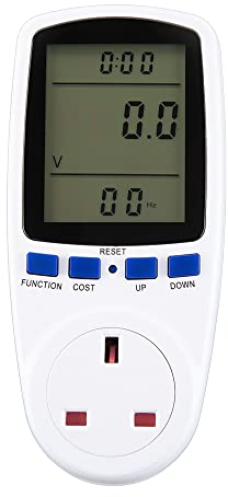 ASAB Power Meter Energy Saving Device Electricity Usage Monitor with 7 Measuring Modes LCD Display Smart Meter Energy Monitor Watt Meter Power Consumption Analyser Voltage Amp KWH UK Plug Energy Meter