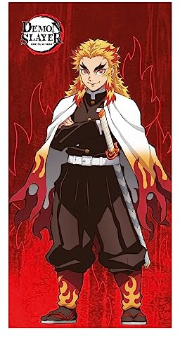 Halantex DEMON SLAYER Kimetsu no yaiba KYOJURO RENGOKU - Strandtuch Strand Bad Beach Towel - 100% Baumwolle - Maße 70 x 140 cm