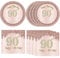 Lot de 40 décorations de fête d'anniversaire pour femme - Or rose - Vaisselle de fête d'anniversaire de 90 ans - Assiettes, serviettes, fournitures de fête vintage 1933