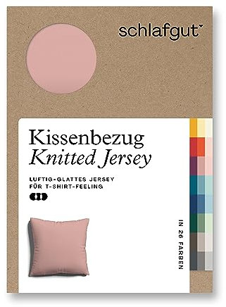 schlafgut Knitted Jersey Kissenbezug 40x40 cm Purple Mid Uni weicher Premium Kopfkissenbezug einzeln, faltenfrei mit Elasthan