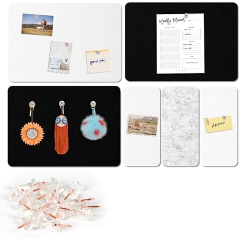 Felt Pin Board Wall Bulletin Board with 15 Pins,Notice Pin Board Wall Tiles with Adhesive Tapes, Felt Cork Panel for Photo DIY Memo Display in Home Kitchen Office School