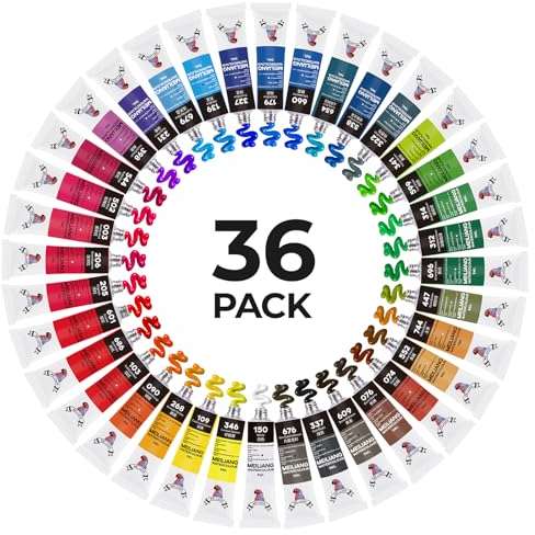 Paul Rubens MeiLiang Lot de 36 peintures aquarelles vives, tube de 5 ml, aquarelle non toxique, fournitures artistiques, kits de peinture pour adultes et adolescents, débutants