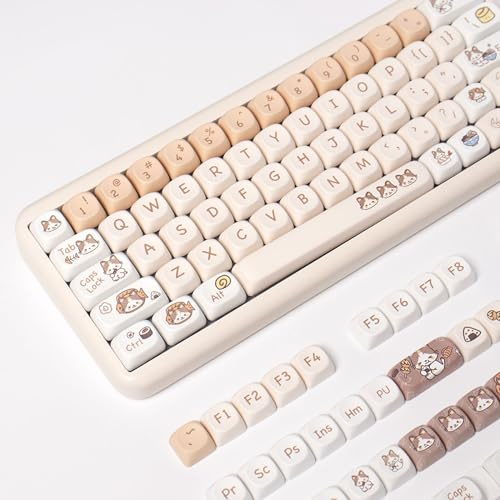 SUEHIODHY PBT Cat Keycaps Set MOA Profile Cute Keycaps 144 Keys Custom Dye-Sublimation Keyboard Keycaps für Cherry Gateron MX Switches Mechanische Tastaturen
