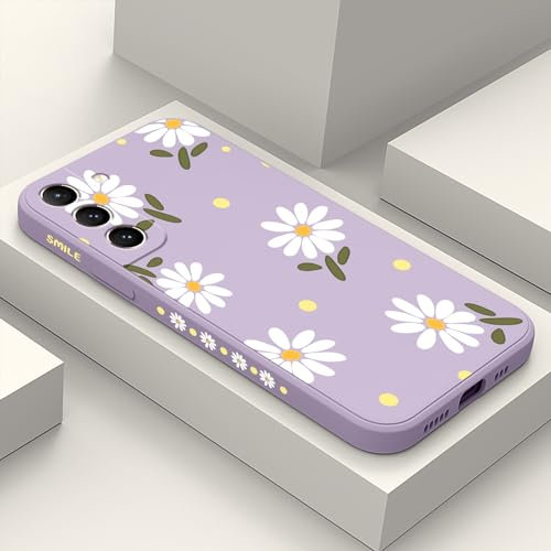 LEECG für Samsung Galaxy S21 Hülle Floral Kreative Seiten Modische Designs Weiches Silikon Schlankes Samsung S21 Hülle-Hellviolett 1