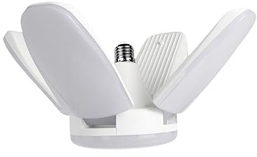 OSALADI Garagenbeleuchtung LED Maislicht Faltbare Ventilatorlampe Deckenleuchte E27 85-265v Verstellbar Weiß für Garage Schlafzimmer Wohnzimmer Hotel Restaurant