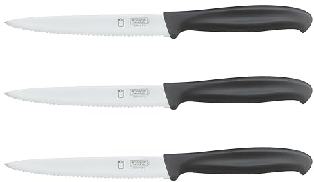 METRO Professional Universalmesser, Wellenschliffklinge, ergonomischen Griff, 130mm, schwarz, 3 StŸck