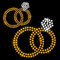 Glitzerdeals Bügelbilder Karneval Strass JGA Ringe Braut 2er Pack Just Marrield Aufbügler für Textilien Braut Bügelmotiv Junggesellenabschied Strass Bügelbild Braut