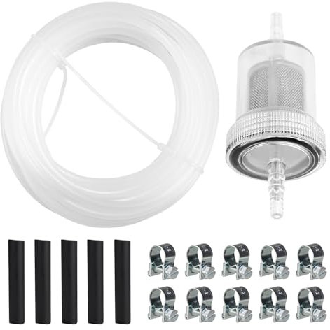 Car Fuel Filter Kit, 17PCS Car Air Parking Heater Tube Replacement Fuel Pipe Line with Hose Clip, 5M Fuel Filter Tube Crude Oil Heater for Webasto Eberspacher, Durable Diesel Heater Fuel Line Kit