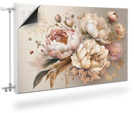 Muralo Heizkörperverkleidung, magnetische Heizkörperabdeckung für Plattenheizkörper aus Stahl oder Blech - Geruchlos und sicher für Gesundheit - Blumen Br.90cm x Hö.60cm