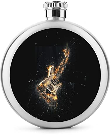 Petaca Rock Heavy Metal Guitarra electrica en fuego 5 oz a prueba de fugas botella de vino de acero inoxidable para regalos de fiesta de boda