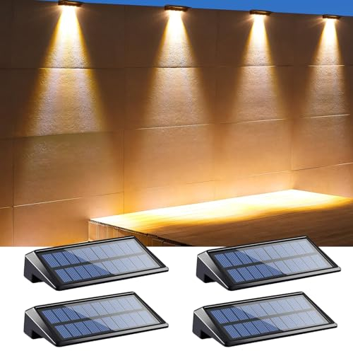 Solarlampen für Außen Garten, 4 Stück Solarleuchten Garten Deko, Wasserdicht Solar Solar Wandleuchte Aussen Treppenlicht für Terrasse Stufen Zäune,Wand, Treppen, Balkon