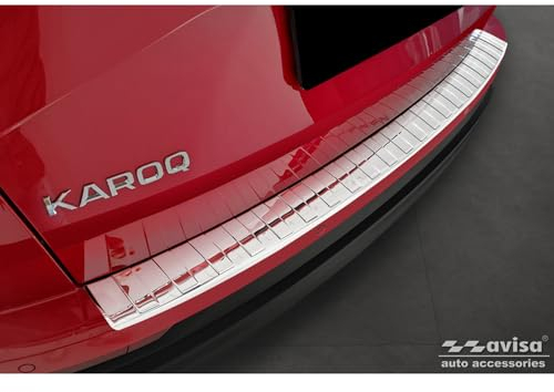 Avisa Chrom Edelstahl Heckstoßstangenschutz kompatibel mit Skoda Karoq Facelift inkl. Sportline 2022- 'Ribs'