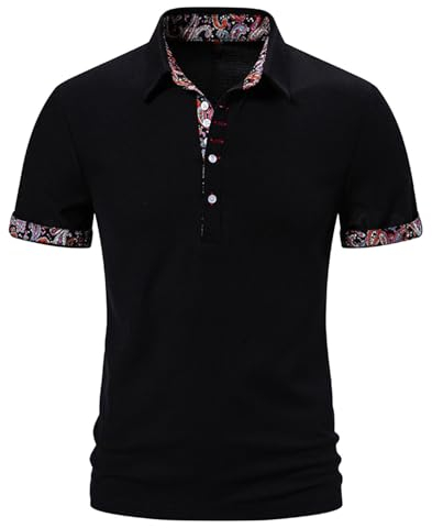 Kobilee Tshirt Herren Sommer Casual Poloshirt Kurzarm, Regular Fit, Weiss Schwarz Gelbes Blaues T-Shirts Golf Rundhals T Shirt Sport Batik Trainingsshirt Arbeits Activewear Poloshirts