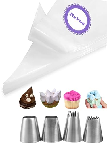 Lot de 24 douilles extra larges avec sacs pour Eclairs, churros, macarons, étoiles, meringues, glaçage, pâte à biscuits