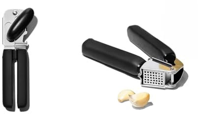OXO Good Grips Soft Handled Tin Opener & Good Grips Garlic Press