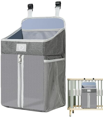 Kuehssn Windel-Caddy, Windel-Organizer für Kinderbetten, Stubenwagen, Wickeltisch - Grau, Minimalistisch, Unisex