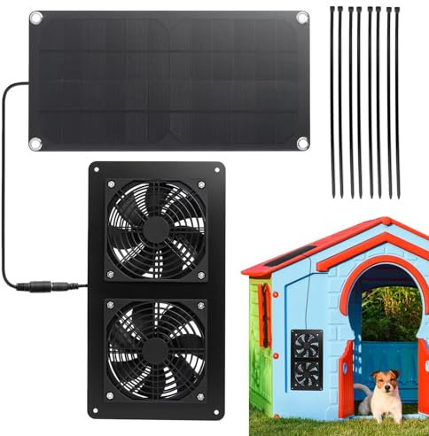 Ventilateur solaire – Ventilateur solaire de grenier 10 W 12 V, ventilateur d'extraction à panneau solaire | Ventilateur d'extérieur portable et étanche, câble de ventilateur d'échappement pour niches