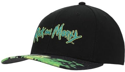 Rick and Morty Acid Vat Sublimated Bill Snapback Cap für Erwachsene, Schwarz, Schwarz , Einheitsgröße
