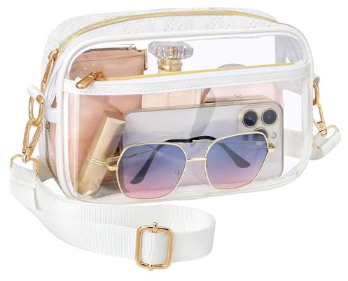APMGONT Durchsichtige Umhängetasche, PVC Transparente Tasche Damen Crossbody Schultertasche Wasserdichte Sling Bag mit Verstellbarem Gurt für Konzerte Sportveranstaltungen Shopping Wandern