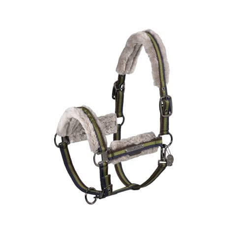 Eskadron Pferde Halfter Double Pin Girth Fauxfur Moss Green Platinum 2024, Größe:P1