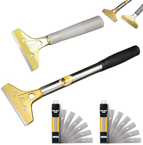Grattoir : lot de 2 pièces détachant de papier peint avec 20 lames de rechange, grattoir à fenêtre, grattoir à peinture avec poignée en caoutchouc, grattoir professionnel pour enlever la colle, les