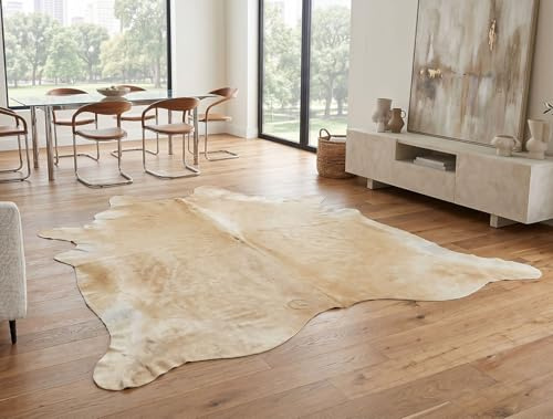 Kuhfelle Online & Nomad KUHFELL STIERFELL Hellbraun BEIGE Natur 220 x 200 cm Rinder ECHTFELL Teppich FÜR Wohnzimmer