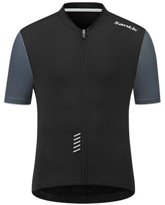 Santic Cycling Jersey Men's Short Sleeve Tops Road Bike Mountain Bike Shirts Bicycle Jacket with Pockets UPF 50+