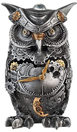 Casablanca Design Skulptur Eule mit Uhren-Motiv Höhe 21 cm Breite 13 cm Wohnzimmer Skulpturen Deko Modern (Steampunk Owl)