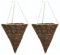 37cm, 14Inch Wicker Basket Planter – Natural Rattan Willow Hanging Pots with Polythene Liner & Sturdy Metal Chain – Large Decorative Cone Shaped Planters for Indoor & Outdoor (Pack 2)