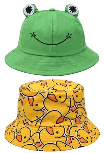 JSTHHTT 2 Pcs Fischerhut, Fischerhut Unisex, Modischer Sommerhut, Outdoor Sommerhut Sonnenhut, Faltbar, Komfortables Material, Reversibel Freizeithut für Wandern Camping Reisen Angeln