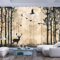 JIAOQSS Wandtapete 3D Effekt Retro einfache Dschungel Bäume Hirsch Fotowand 3D Effekt Tapete Wandbild Wohnzimmer Schlafzimmer Büro Flur