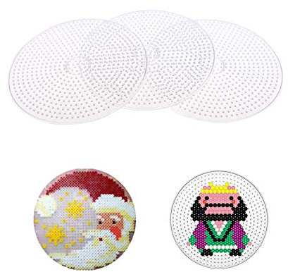 pistro Perler Beads Boards Clear Plastic 5mm Large Round Fuse Beads Pegboards for DIY Crafts Toy 3Pcs