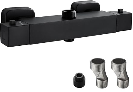 Thermostatic Shower Mixer Bar 2 Outlet, 3/4 (26.4mm) + Bottom 1/2 (21mm)