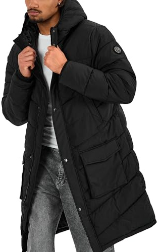 Redbridge Steppmantel Langer Pufferparka mit Kapuze & aufgesetzten Taschen Warm gefütterte Winterjacke mit Druckknöpfen und Reißverschluss Regular Fit