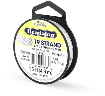 Beadalon 19-Strand Bead Besaitung Draht, 0.024-inch, versilbert, 15-feet