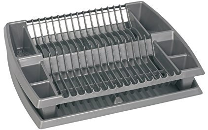 Plast Team 13480802 Geschirrtrockenkorb mit Tablett/Untersetzer, Silber