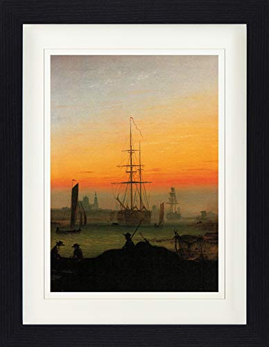 1art1 Caspar David Friedrich Poster Greifswalder Hafen, 1815-1816 Gerahmtes Bild Mit Edlem Passepartout | Wand-Bilder | Im Bilderrahmen 40x30 cm