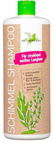 Bense & Eicke Schimmel Shampoo 1000 ml, Perlglanz Pferdeshampoo für weiße und helle Pferde, milde Reinigung mit Panthenol, Salbei, Thymian und Beifuß