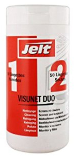 JELT Boite de 50 lingettes humides et 50 lingettes sèches Visunet Duo pour écrans et claviers 003851