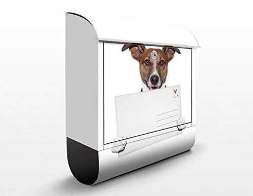 Briefkasten mit Zeitungsrolle I Hund mit Brief 46cm x 39cm
