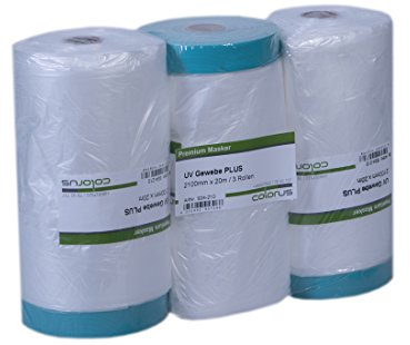 3 x Colorus Masker Tape PLUS UV Gewebe 210cm x 20m Abdeckfolie Maskerband in Spitzenqualität, für raue Untergründe